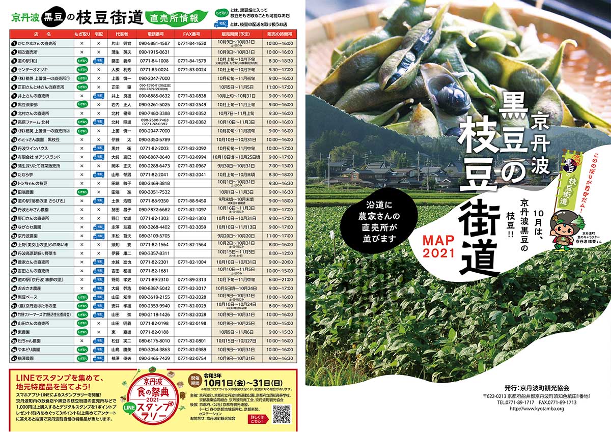 京丹波 黒豆の枝豆街道2021リーフレット（表）
